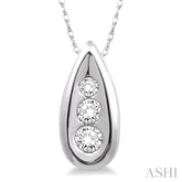 1/10 ctw Pear Shape Round Cut Diamond Pendant in 14K White Gold with Chain